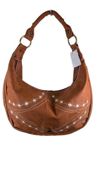 Crecent Vegan Leather Diamond Cut Shoulder Bag