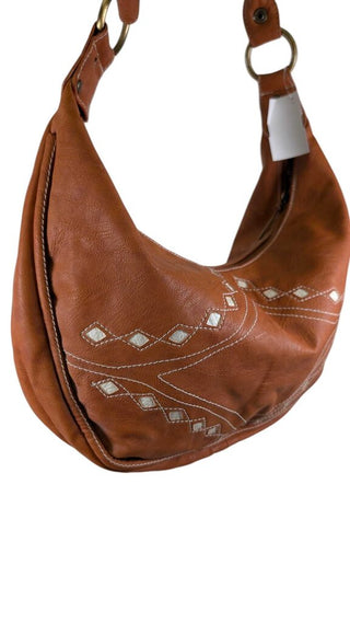 Crecent Vegan Leather Diamond Cut Shoulder Bag
