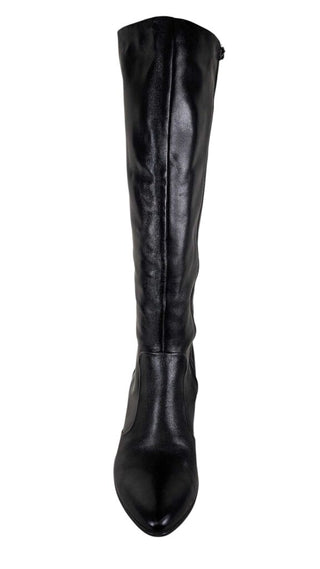 Leather Heeled Zip Up Pointed Toe