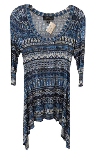 3/4 Sleeve Print Handkerchief Hem