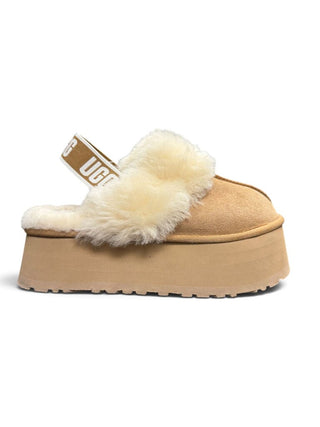 Funkette Platform Strap Back Suede Slippers