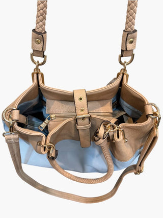 Vegan Leather Large Two Tone Shoulder Bag