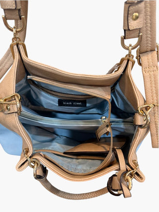 Vegan Leather Large Two Tone Shoulder Bag