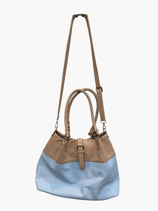 Vegan Leather Large Two Tone Shoulder Bag