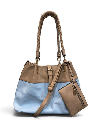 Vegan Leather Large Two Tone Shoulder Bag