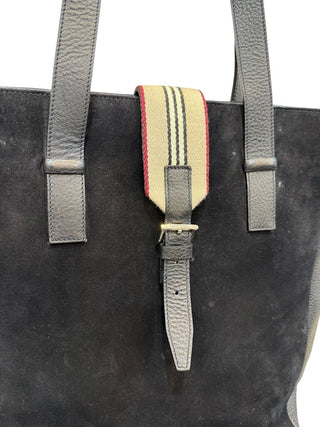 Buckle Suede & Leather Tote