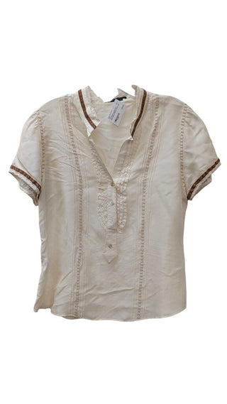 Button Front Short Sleeve Blouse
