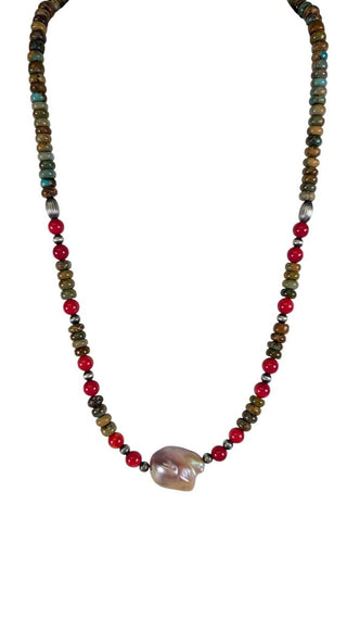 Non Silver Stone/Pearl Necklace