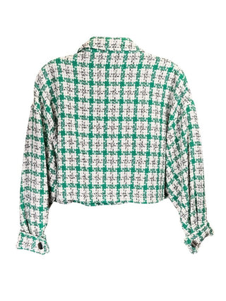 Cropped plaid button front