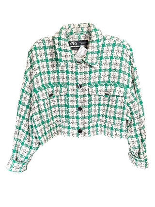 Cropped plaid button front
