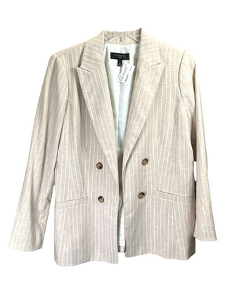 Striped lined linen open front