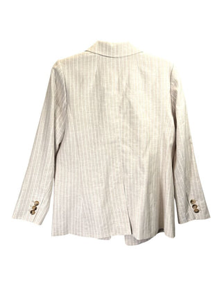 Striped lined linen open front