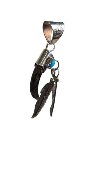 SS Feather Stone Pendant