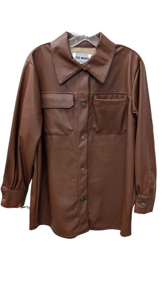 Faux Leather Button Front