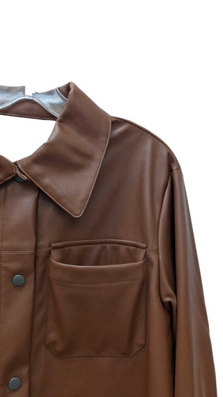 Faux Leather Button Front