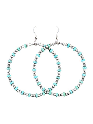 SS Stone Bead Hoop Earrings