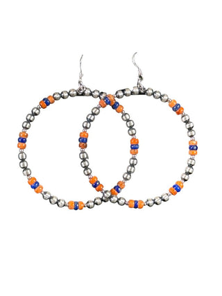 SS Stone Bead Hoop Earrings