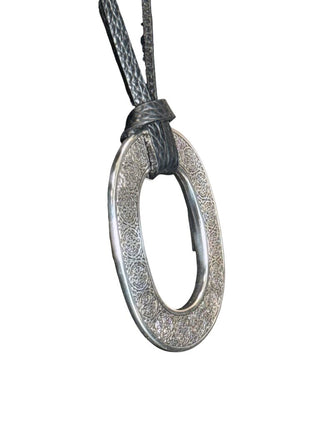 costume leather and silver pendant necklace
