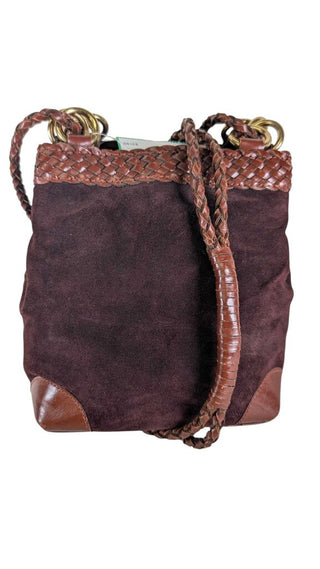 Suede and Braided Leather Pouch Bag
