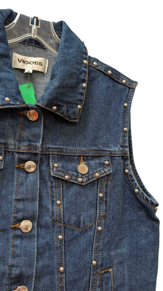 Studded Denim Button Front