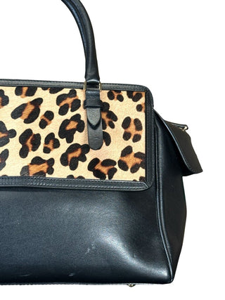 Leather/leopard print satchel