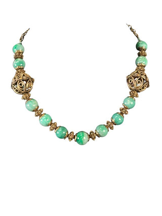 Vintage Sterling Czech Glass Bead Necklace