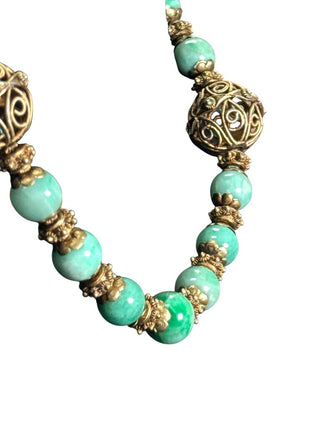 Vintage Sterling Czech Glass Bead Necklace