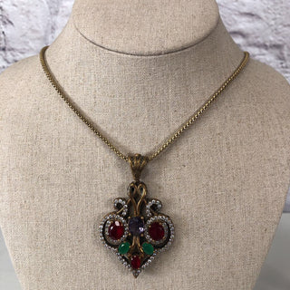 R Sterling vermeil multi stone necklace