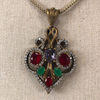 R Sterling vermeil multi stone necklace
