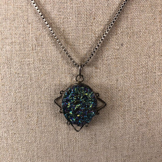 R Sterling druzy necklace