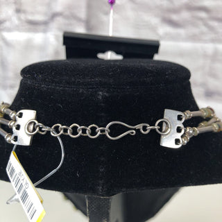 R Sterling triple strand stone necklace/earring set
