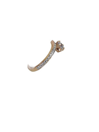 R CZ Gold Tone Ring