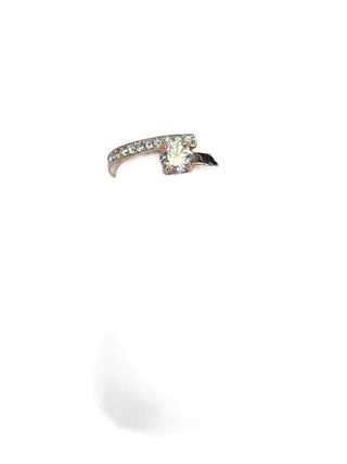 R CZ Gold Tone Ring