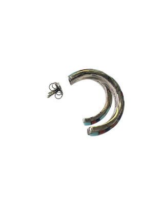 R SS Inlay Hooped Earrings