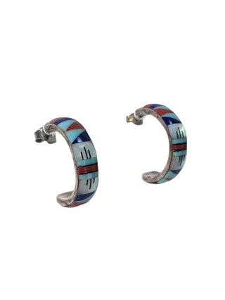 R SS Inlay Hooped Earrings