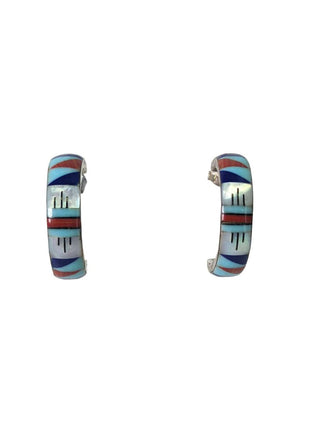 R SS Inlay Hooped Earrings