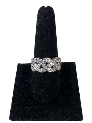 R Sterling CZ Braided Ring