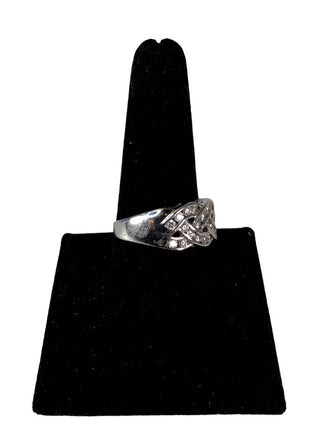 R Sterling CZ Braided Ring