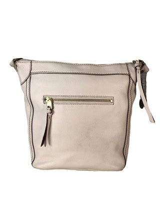R Leather zip top crossbody