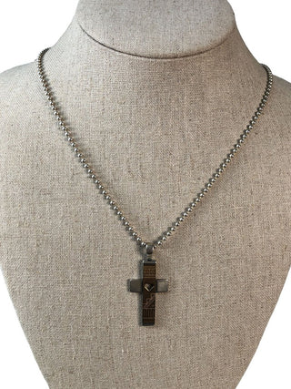 R Sterling 14k cross necklace