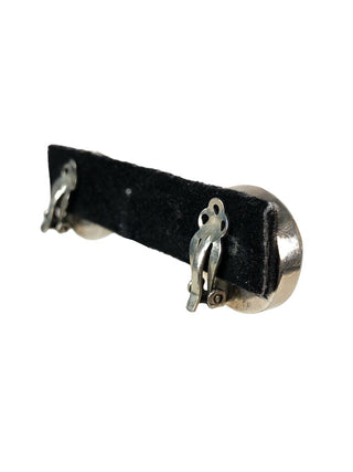 R Sterling inlaid stone clip earrings