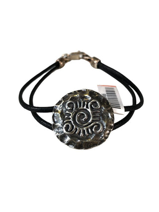 Sterling medallion bracelet on cording