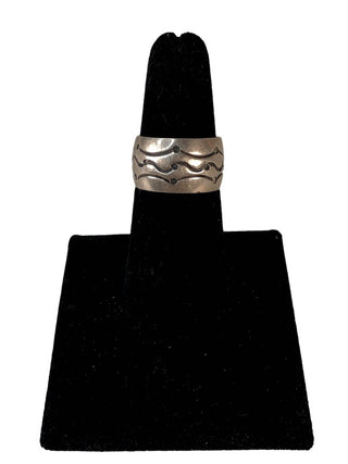 R Sterling stamped cigar band ring