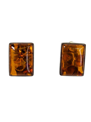 R sterling amber clip earrings