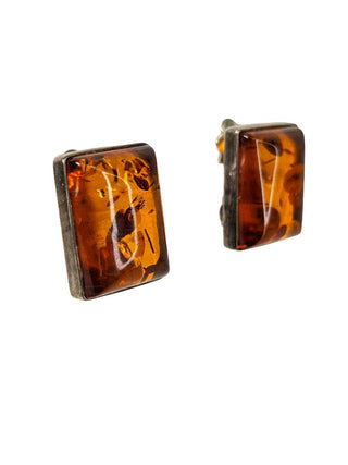 R sterling amber clip earrings