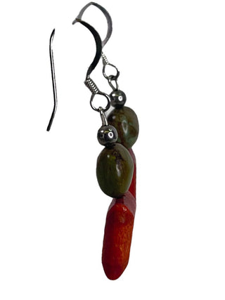 R turquoise & coral dangle earrings