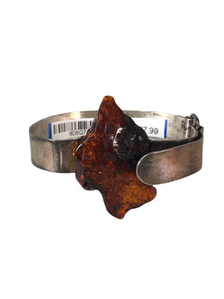 R Sterling amber cuff bracelet