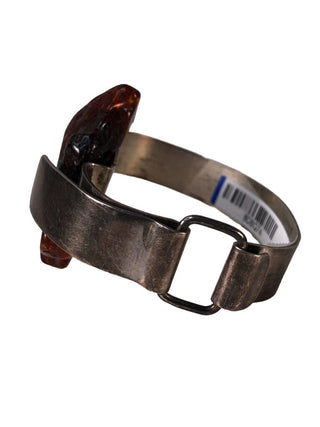 R Sterling amber cuff bracelet
