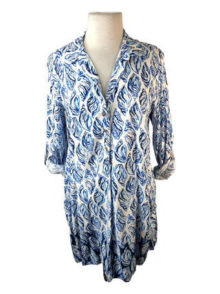 R Floral 1/2 button pullover dress