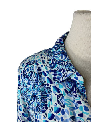 R Floral 1/2 button pullover dress